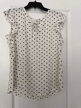 White with black polkadots, size L